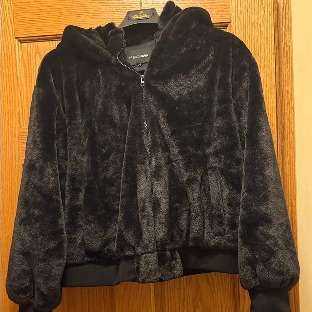 Fashion Nova Black Faux Fur Jacket